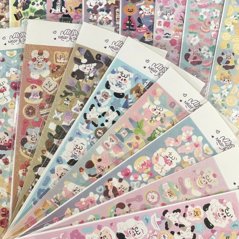 Korean bobobo Laser Cute Cartoon Animal Stickers Hand Account Phone Case Planner Scrapbook Stationery DIY Decorative Stickers