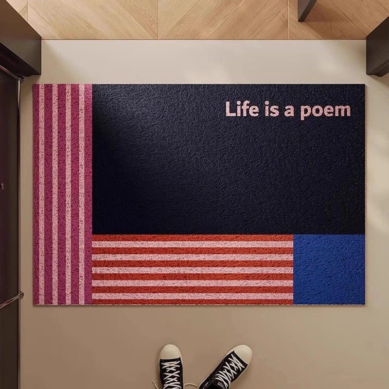 Easy Clean PVC Doormat Geometric Cuttable Entrance Welcome Mat Rug Carpet Colorful Floor Pad Outdoor Aesthetics Home Room Decor