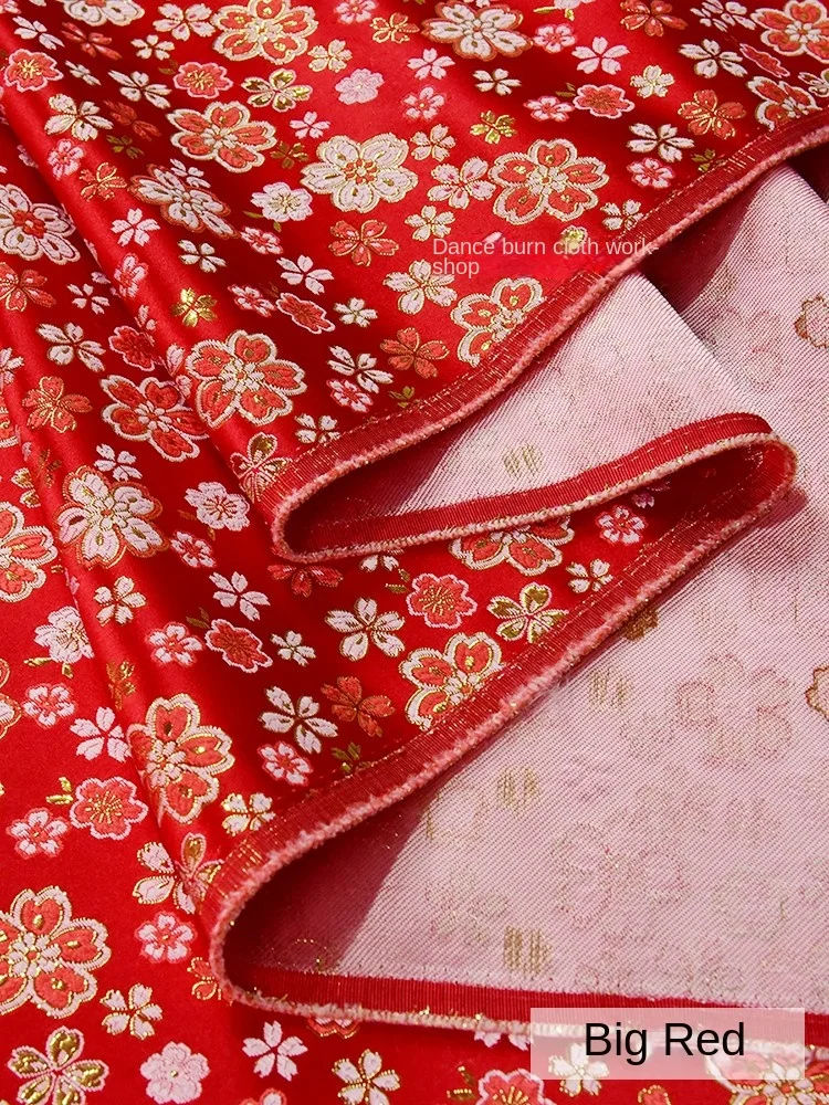 Jacquard Fabric Bright Red Woven Brocade Children's Dress Apparel Sewing Fabrics Diy Sew By The Meter Wholesale Cloth