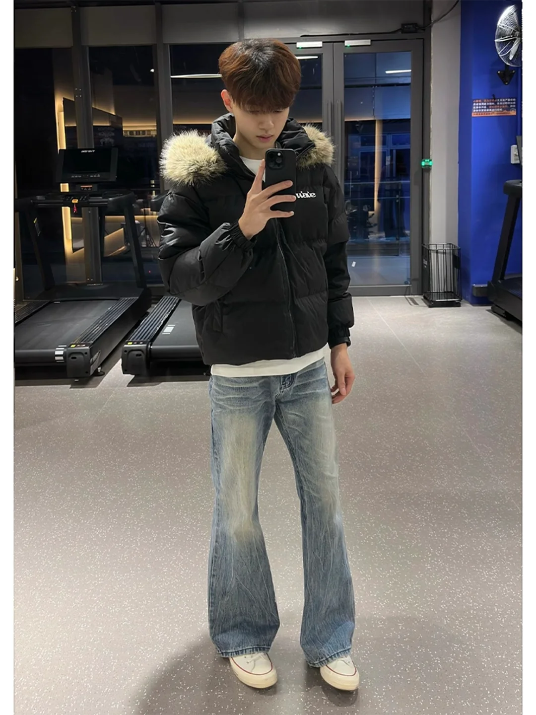 

Мужские повседневные джинсы American Lightning Pattern Flared Jeans для весны и осени, прямые брюки-джинсы для невысоких мужчин