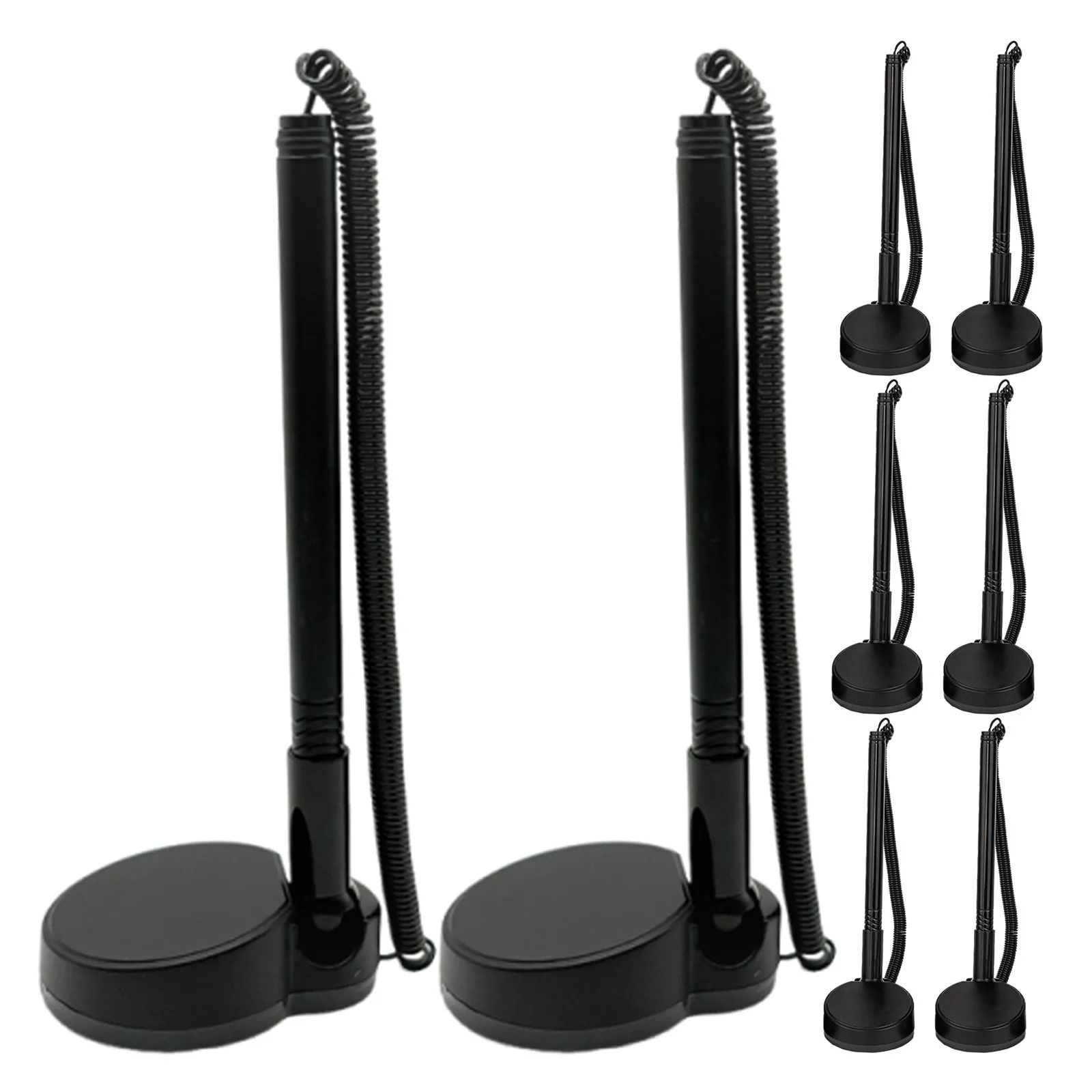 8Pcs Counter Security Pens Black Desktop Holder Pen Smooth Writing Office Signature Pen Reception Guest Use Easy Writing Pens