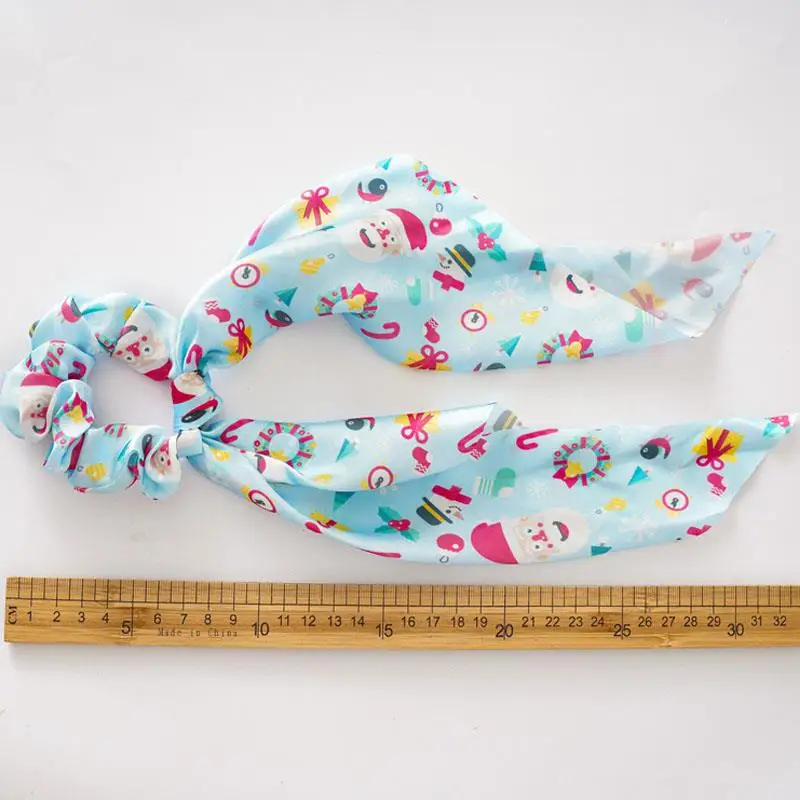 أزياء عيد الميلاد Scrunchies الشعر الطويل حبل سانتا كلوز العلاقات الشعر للنساء ذيل حصان وشاح مطاطا رباط شعر إكسسوارات الشعر