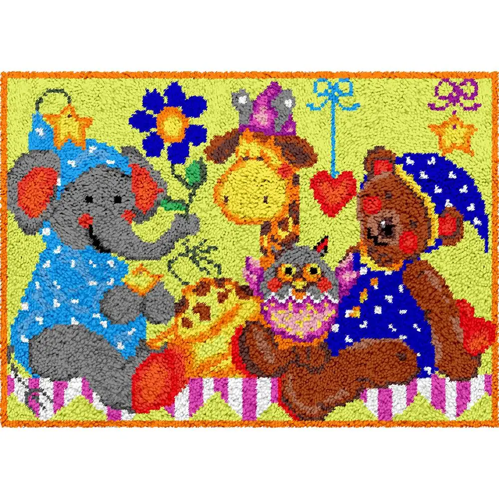 

Latch hook rug kits with printed pattern for kids Canvas for embroidery Carpet crocheting Kits for needlework Home decoration