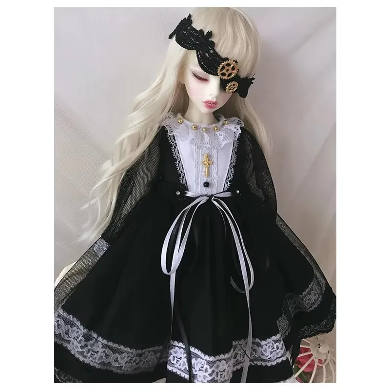 

Кукольная одежда 1/6, черное платье для куклы 1/6, 1/4 BJD SD, аксессуары для кукол, платье Blyth + украшение для волос, аксессуары для кукол