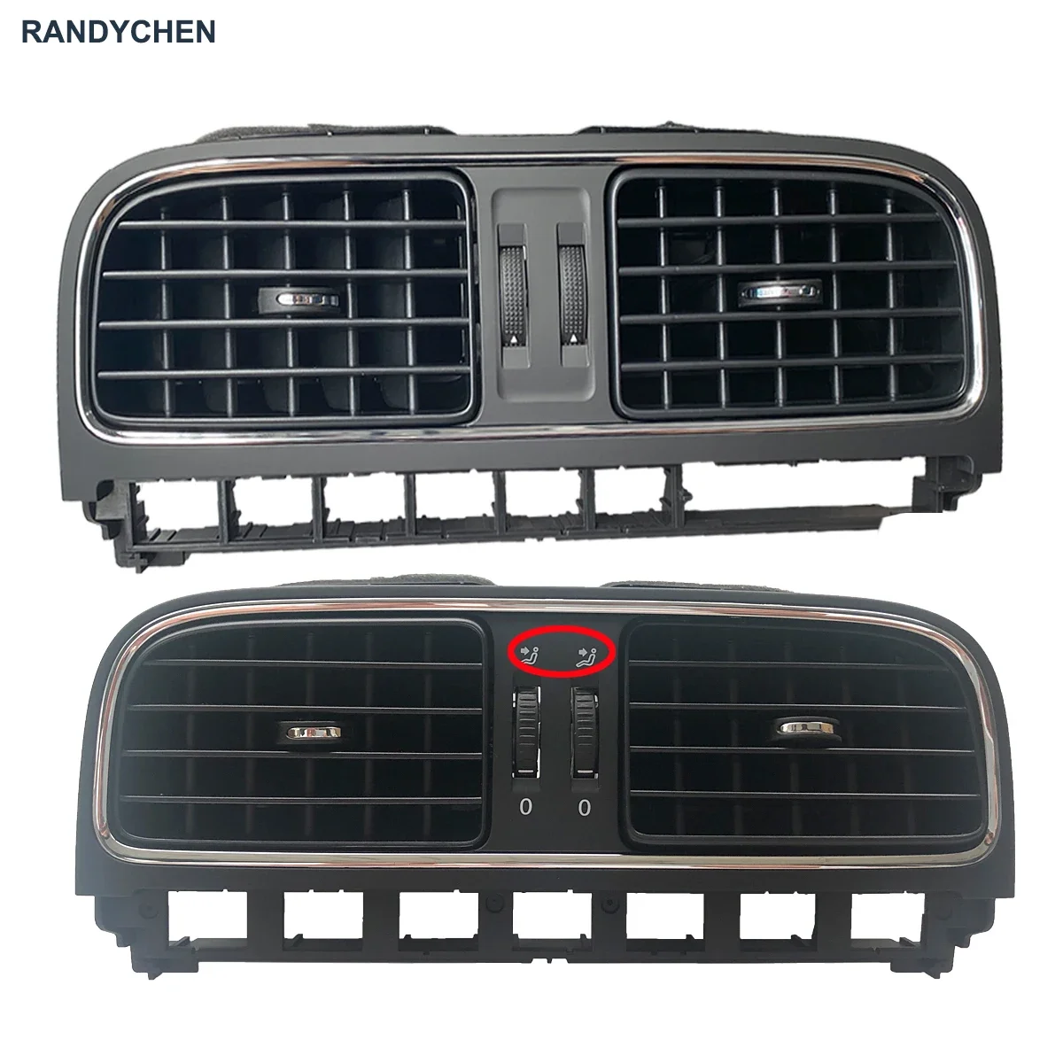 

GEFENSI 1x Interior Matt Black Dash Middle AC Air Vent Grill For VW Polo 6R 5 GTI MK5 Vento 2009-2013 2014-2018 (EU Versions) 6R