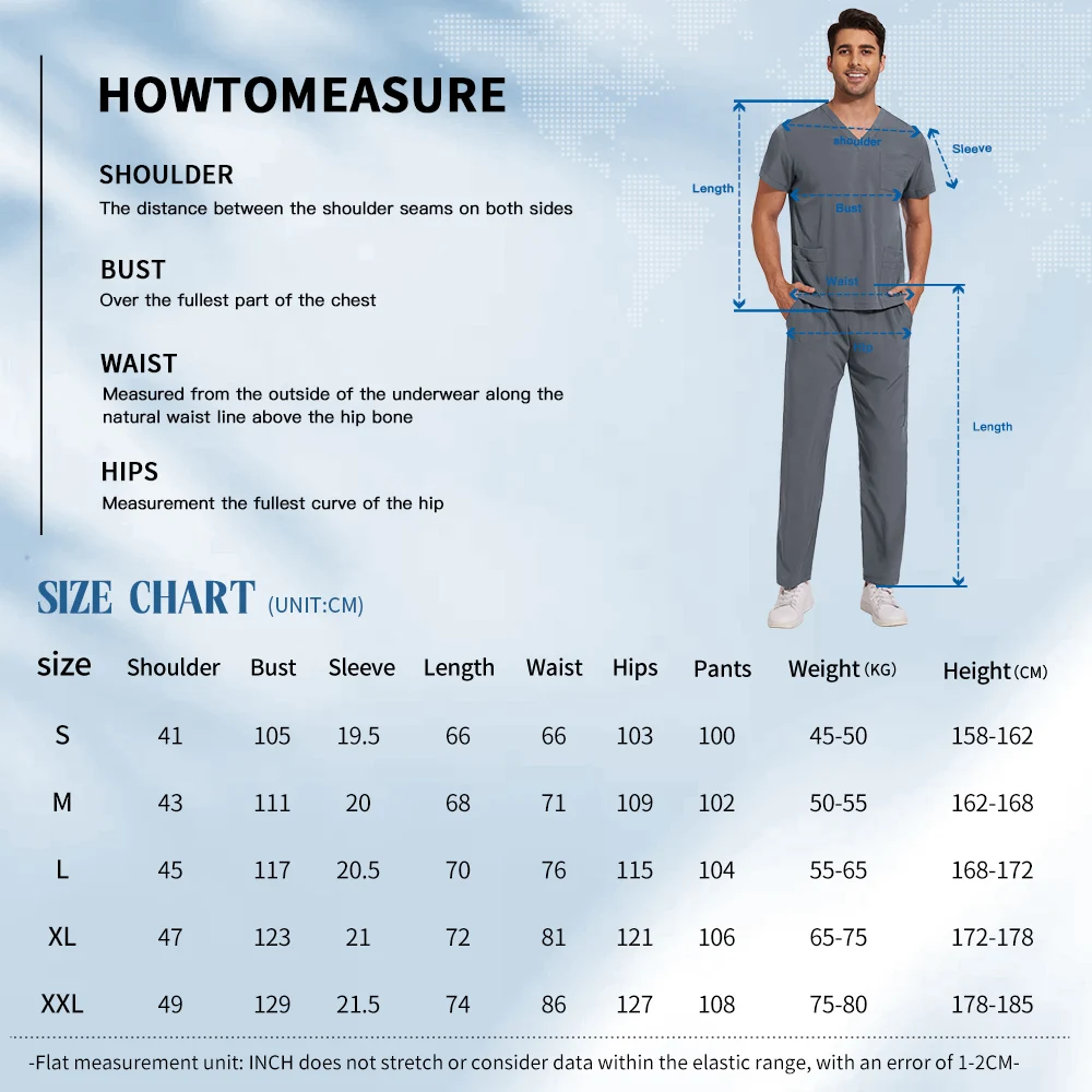 ชุดแพทย์สัตว์เลี้ยงหลากสี Niaahinn ชุดแพทย์ผ่าตัดสำหรับผู้ชาย เสื้อผ้าทำงานทางการแพทย์ ชุดยูนิฟอร์มแขนสั้น+กางเกง