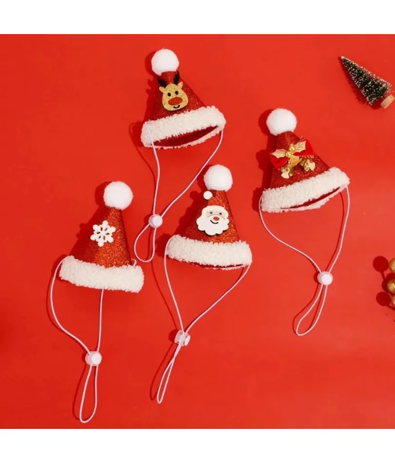 

Reusable Christmas Cat Hat Cute Cartoon Autumn Winter Xmas Cat Custom Red Decorative Pets Dress Up Supplies for Dogs
