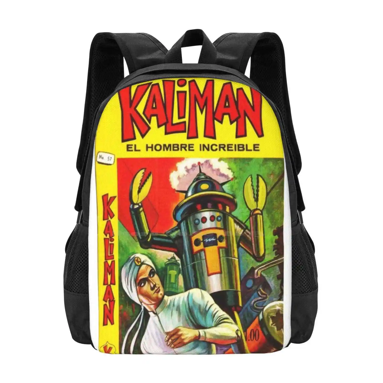 Kaliman Vs Robot Hot Sale Schoolbag Backpack Fashion Bags Kaliman El Santo Santo Blue Demon Mil Mascaras Robot Space Comic Book