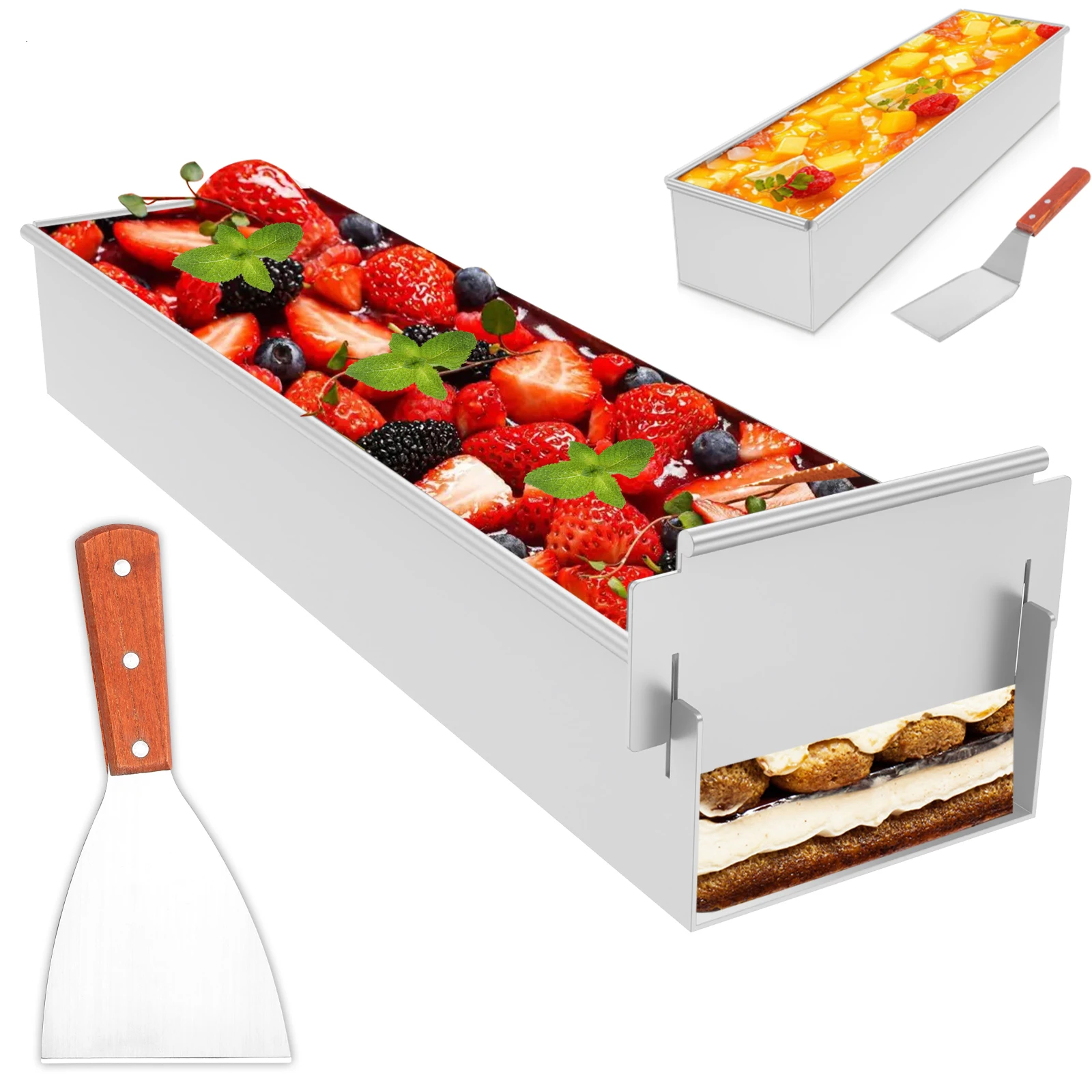

Rectangle Cake Pan Nonstick Tiramisu Pan Cake Baking Tray Aluminum Alloy Tiramisu Dessert Making Molds for Tiramisu Cheesecake ﻿