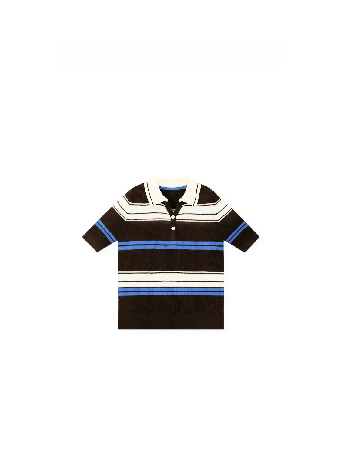 

Retro Stylish Summer New Color Block Stripe Knitted Short Sleeve Thin T Shirt Casual Soft Polyester Wool Blend Neck