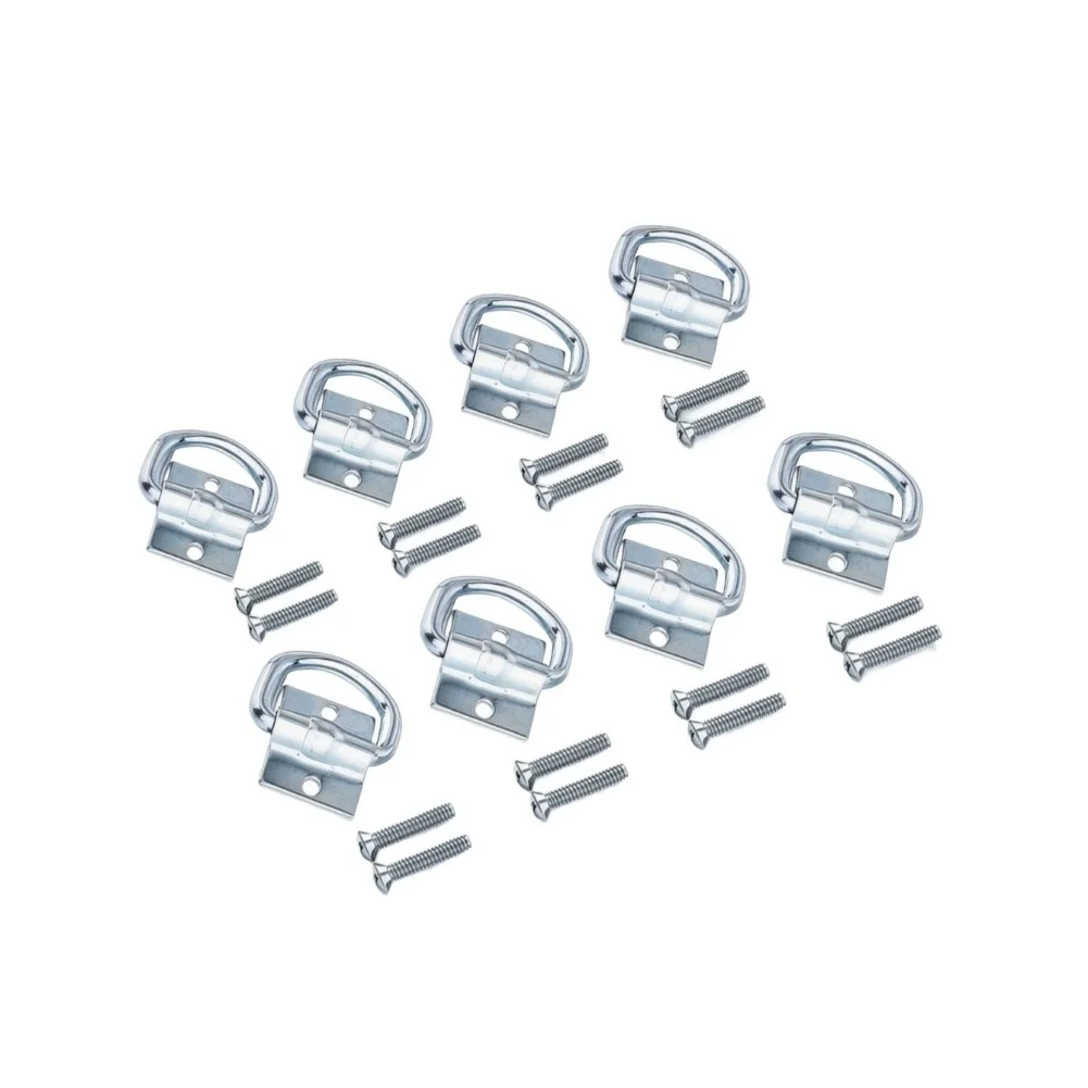 Recessed D-Ring Floor Anchor Kit 8pcs for Truck Trailer RV Van Tie Down System Solid Steel Construction Silver Finish