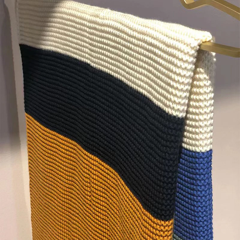 Mixed Color Soft Blanket Chic Knitted Blanket Chenille Crochet Bedspread Throw Blankets for Bed Sofa Korean Home Decoration