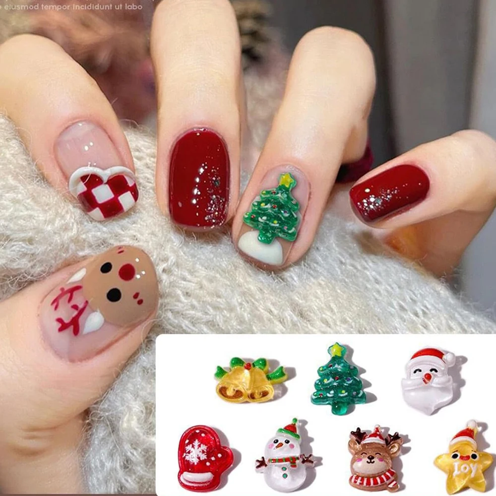 30/50 個 3D クリスマス雪だるまネイルチャーム漫画樹脂フラットバッククリスマスツリーヘラジカ星ネイルデコレーションクリスマスネイル用品 * #