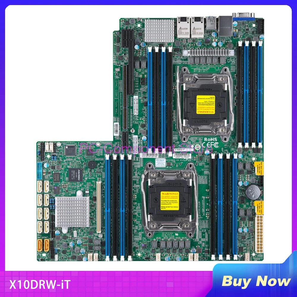 

LGA2011 DDR4 X10DRW-iT For Supermicro Server Motherboard Support E5-2600 v4/v3 Family X540 Dual Port 10GBase-T SATA3 (6Gbps)