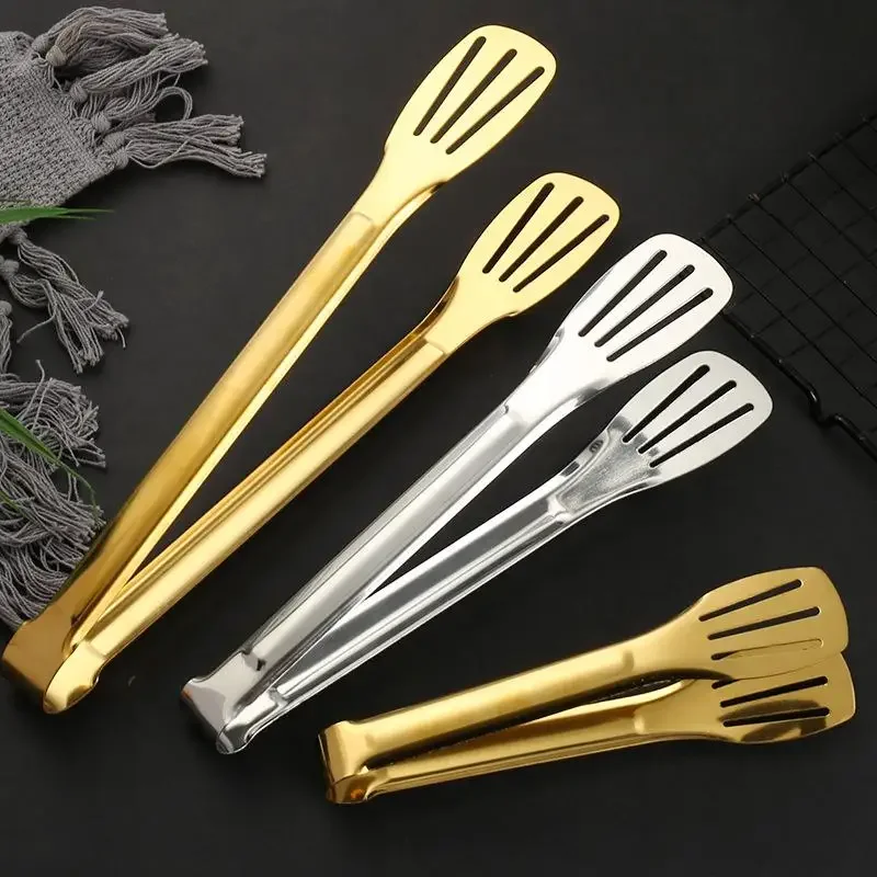 Stainless Steel BBQ Steak Tong - Slotted Serving Tong for Grilling, Cooking & Kitchen Utensil