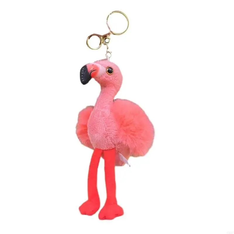 C63C كرتون محشوة فلامنغو المفاتيح الفخمة قلادة الفتاة سحر حلية كاركي