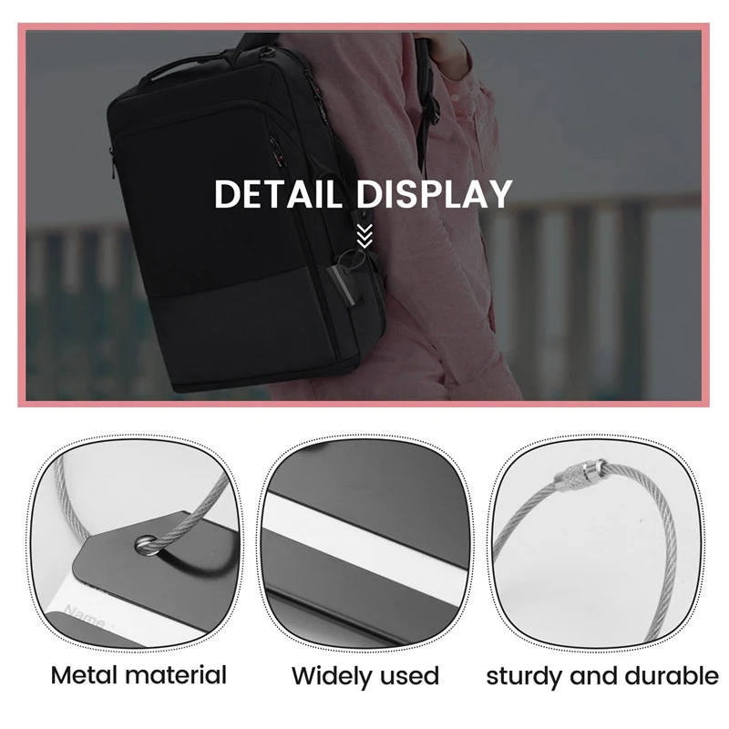 12 Pcs Luggage Tags Business Card Holder Aluminium Metal Travel ID Bag Tag For Travel Baggage Luggage Identifier