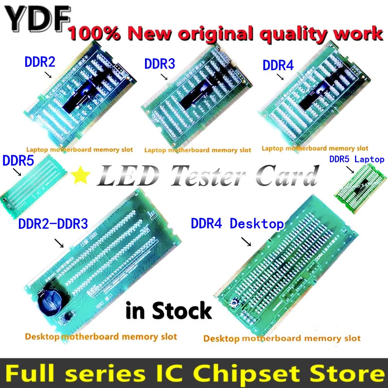 Desktop Laptop Motherboard Memory Slot DDR2 / DDR3 /DDR4 / DDR5 Diagnostic Analyzer Tester Card With LED