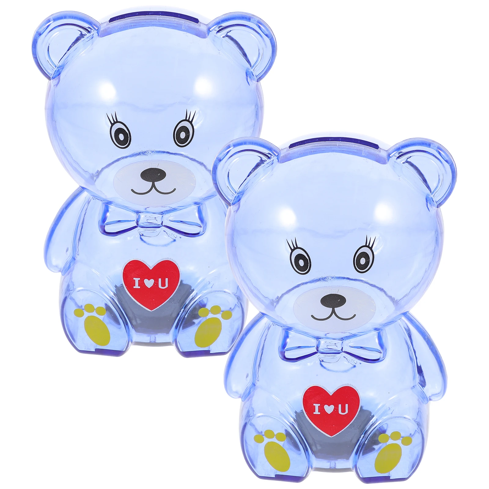 2 Stuks Clear Bear Spaarpot Transparante Geldpot voor Kinderen Compact Muntcontainer Tafelblad Spaarbank Thuiskantoor Decor