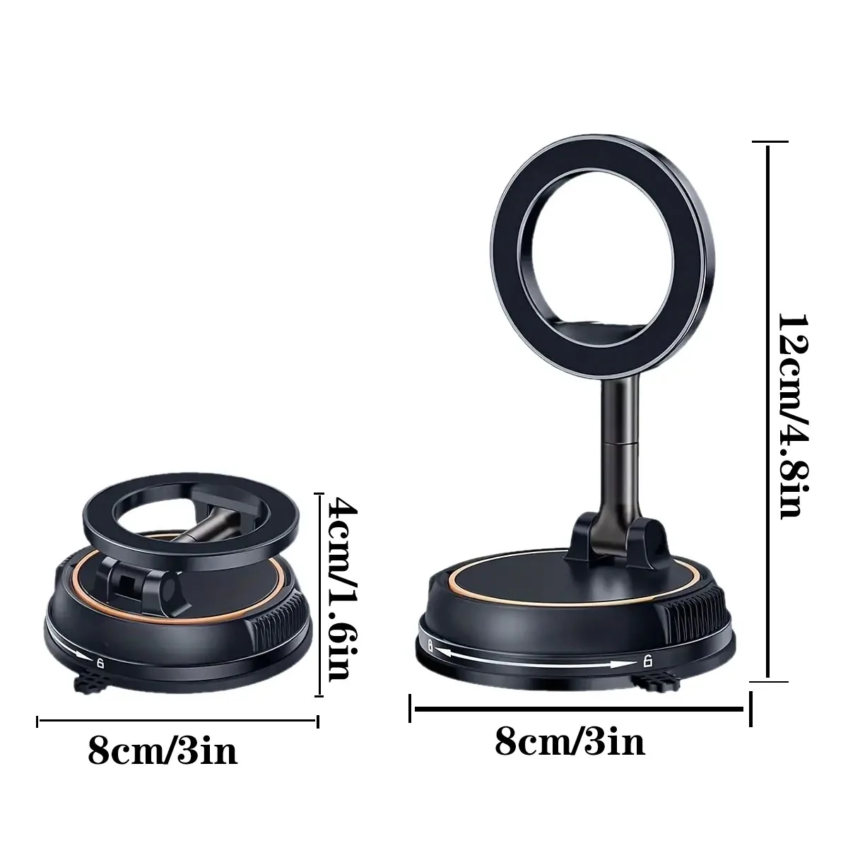 2026 Large bottom suction cup magnetic car phone holder compatible, 360 degree rotating vacuum suction cup car holder dashboard
