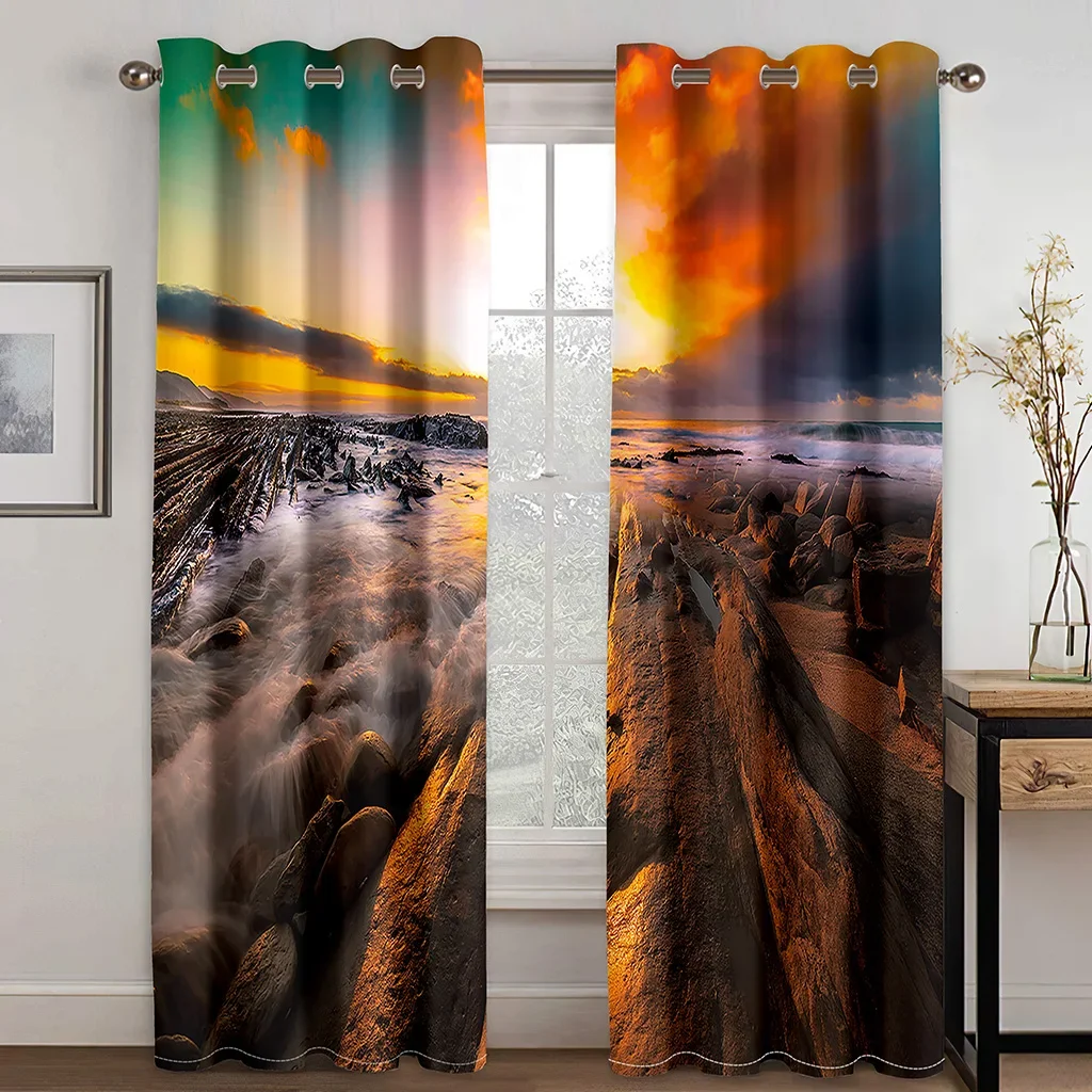 Custom Sky Clouds Arctic Aurora Scenery Two Drape Thin Window Curtains for Living Room Bedroom Decor 2 Pieces Free Shipping