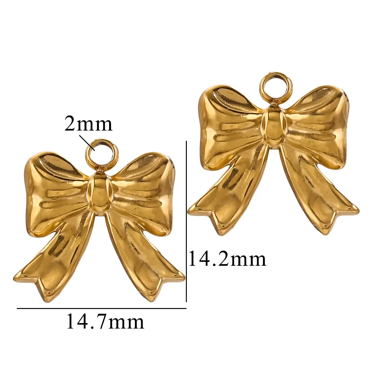 5pcs Stainless Steel Bow Waterproof Gold Charm