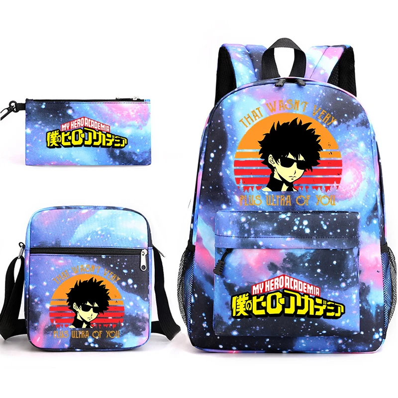 My Hero Academia anime student school bag 3-piece set kids backpack pencil case shoulder bag set back to school gift