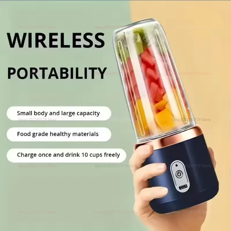 6 Blades 400ml Portable Double Cup Juicer Mixer USB Rechargeable 6 Blade Juice Extractor For Fresh Lemon Orange Smoothie