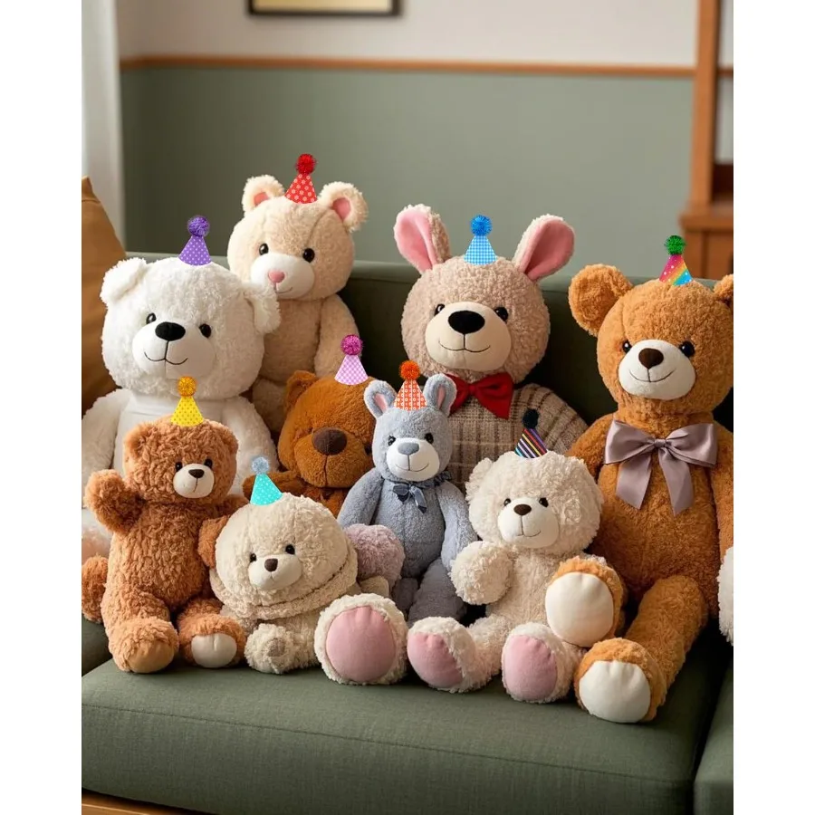 10 عبوات من قبعات الحفلات الصغيرة لعيد ميلاد الكلاب الصغيرة والحيوانات المحشوة والدمى والجرو والقطط وعصابة رأس قابلة للتعديل قبعات ملونة للعطلات