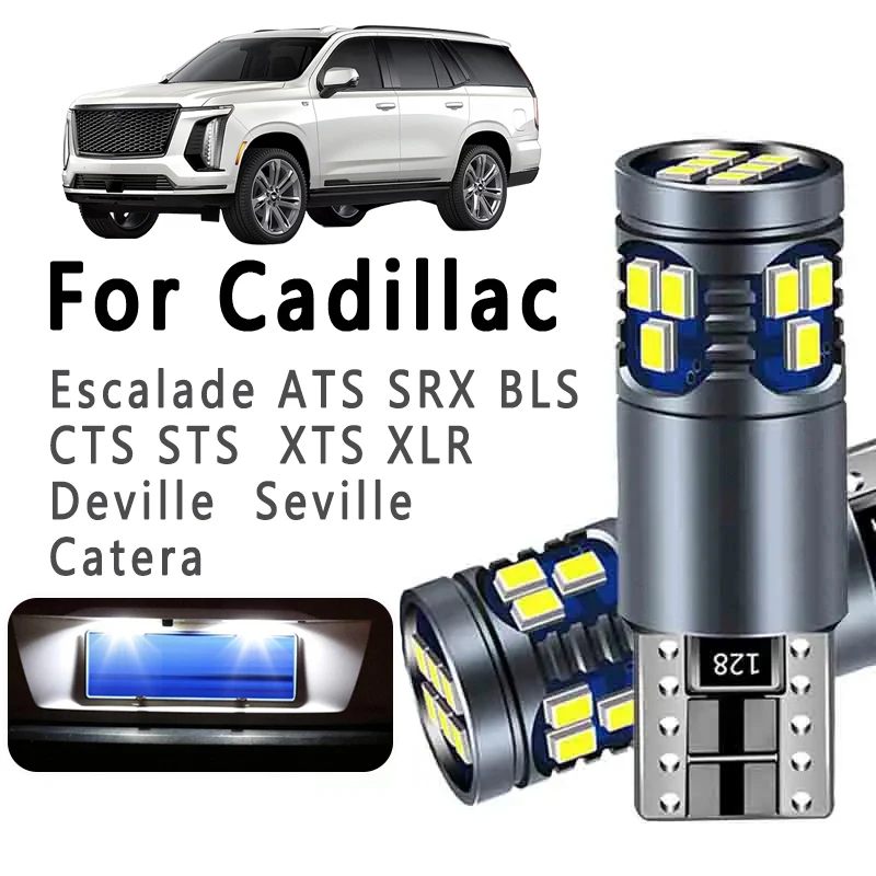 2Pcs T10 Car Bulbs LED License Plate For Cadillac Escalade ATS SRX BLS STS CTS XTS XLR Seville Catera Deville Interior Lights