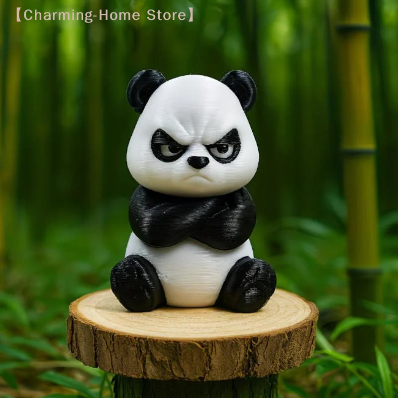【M】3D Printed Angry Panda Figurine Cute Grumpy Design Exquisite Workmanship For Home Desktop Decor And Panda Enthusiasts Gifts
