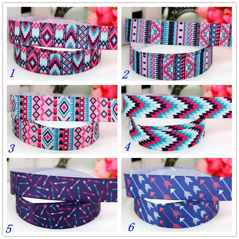 7/8''  tribal arrow printed grosgrain ribbon headwear hair bow diy party decoration wholesale OEM 22mm B1411