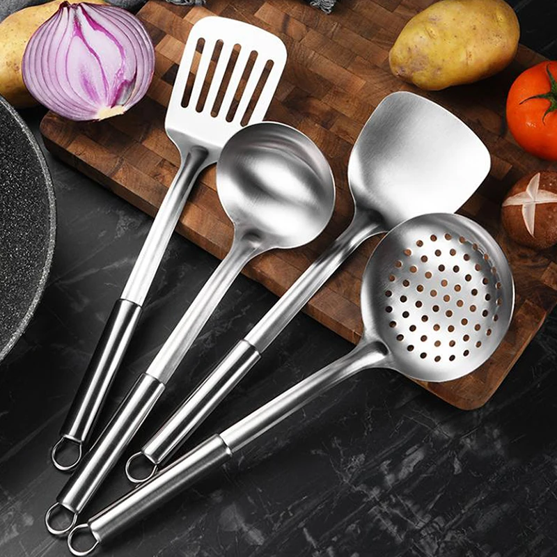 5-częściowy zestaw przyborów kuchennych ze stali nierdzewnej: łopatka, łyżka do zupy, szpatułka, przybory do serwowania, narzędzia do gotowania, gadżety kuchenne