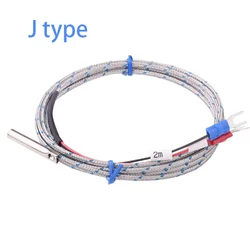 Probe Type Thermocouple J Temperature Sensor 2m Cable Wire 0~400'C for Measuring Boiler Oven Temperature Controller