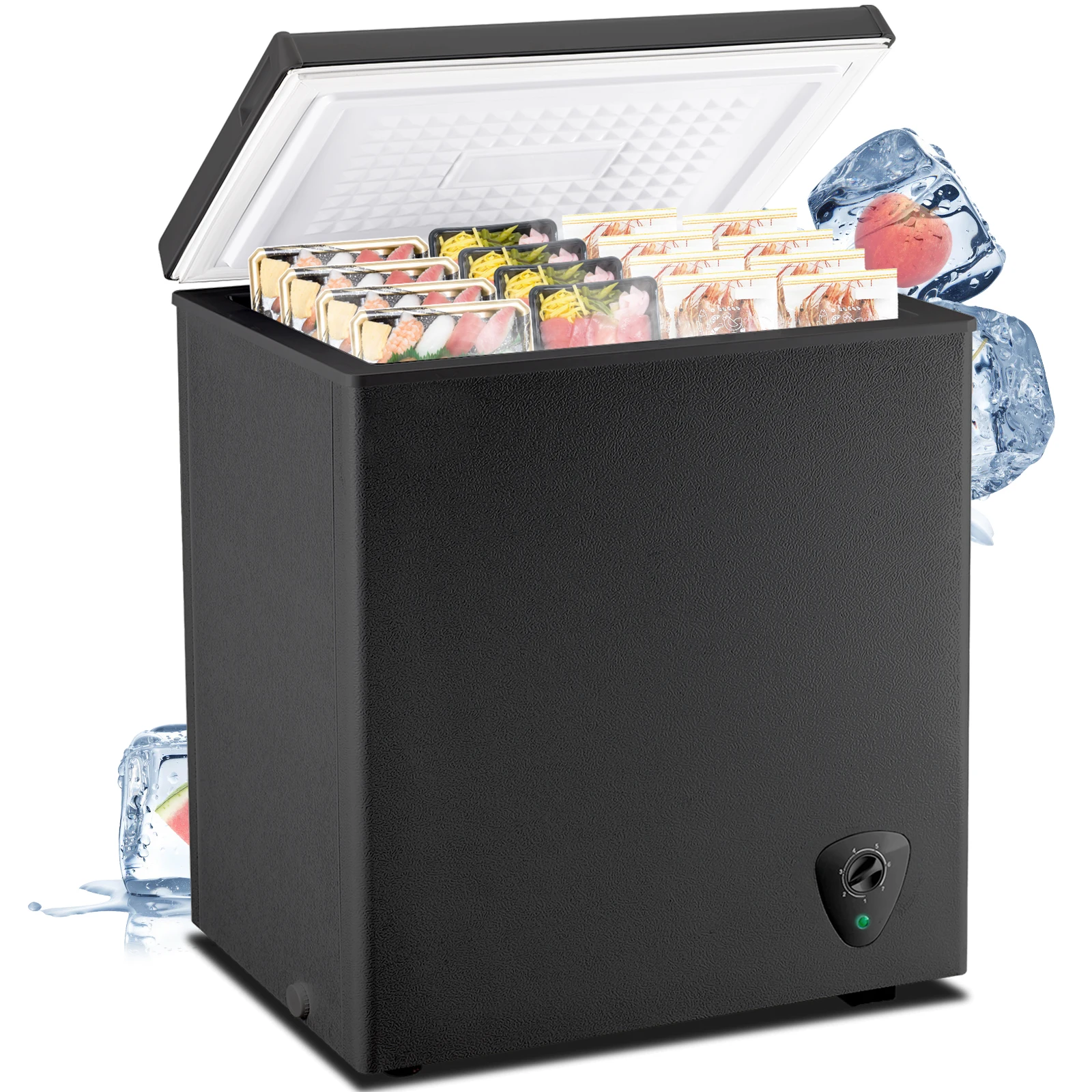 3.5 Cu Ft Chest Freezer - Energy Saving Quiet Top Open Door Mini Freezer Adjustable 7 Thermostat - Compact Small Deep Freezer Removable Basket and Defrost Water Drain for Home/Apartment/Garage