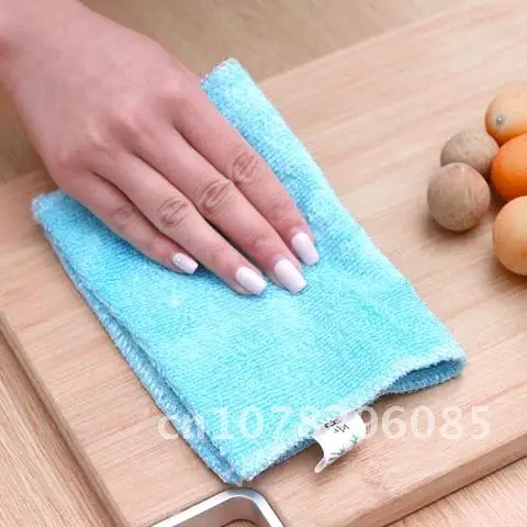 Thick bamboo fiber dish towel polyester cloth, oil-resistant and water-absorbent kitchen washing towel