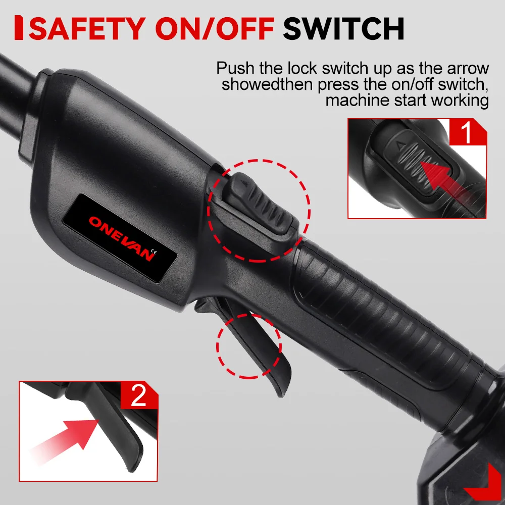 ONEVAN 3500W 2.25m Cordless Electric High Branch Saw Telescoping Chainsaw Pruner Home Garden Pruning Tool For 21V 18V Battery