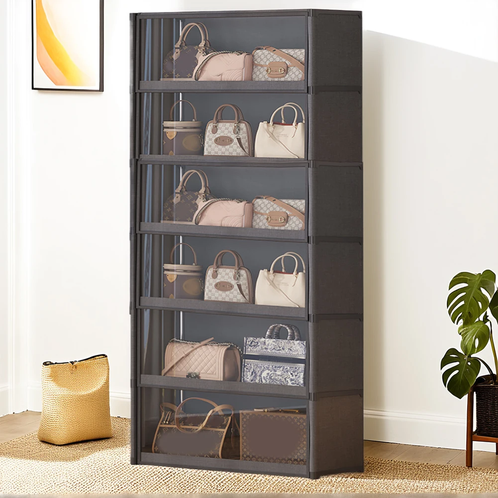 

7 Tiers Shoe Storage Cabinet with Lid Storage Organizer with Clear Flip Door Storage Cabinet for Bags Books Clothes
