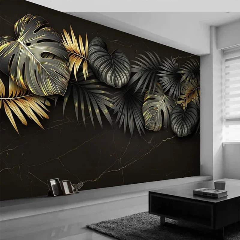 3D Tropical Palm Leaf Wallpaper Fresh Botanical Floral Wall Mural Modern Minimalist Living Room Bedroom TV Background Home Decor