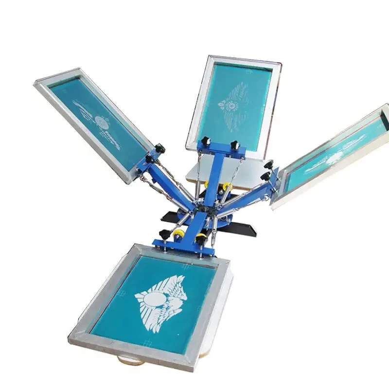 

4-Color 2-Station Exposure Fabric Carousel Tray Clothing DIY Equipment Offset Screen Printing Machine
