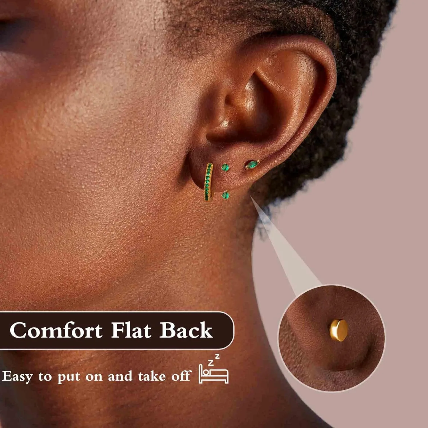 Drperfect 11Pairs الغضروف شقة الظهر مجموعة 14k مطلية بالذهب أقراط للنساء لذيذ صغير هوب طقم من الحلقان لثقب متعددة