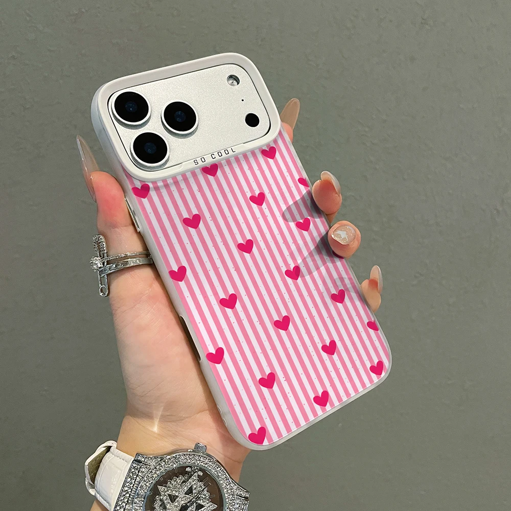 Gestreifte Herzen Luxus-Hülle für iPhone 17 15 16 14 Pro Max Case Plus für iPhone 13 11 12 ProMax XS XR XS 7 8 Plus 16E INS Hüllen – Detail 2