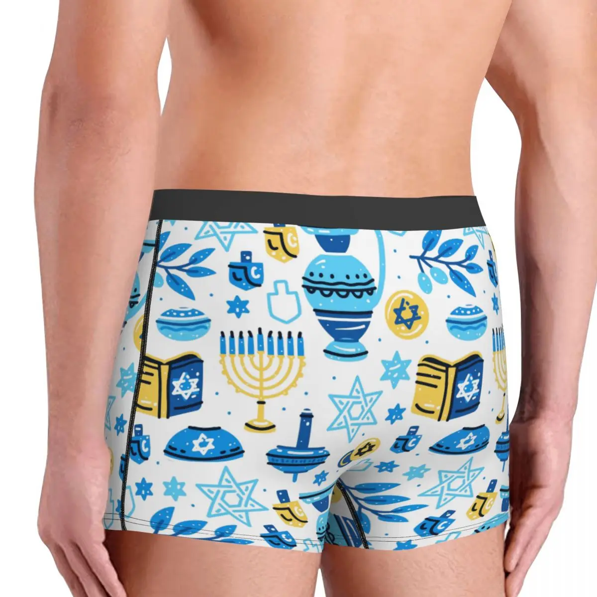 Hanukkah Pattern Men's Boxer Briefs,Highly Breathable Underwear,High Quality 3D Print Shorts Birthday Gifts