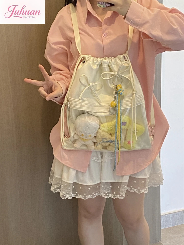 

Japanese Cute Bow Drawstring Lta Bag Student Travel Daily Lightweight Backpack 10cm Baby Bag Bar Small Food Shoulder Bags Women