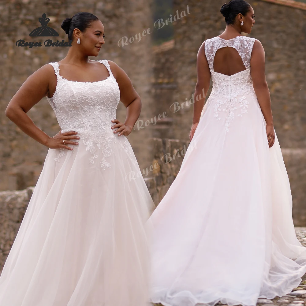 Elegant Square Neck A Line Wedding Dresses 2027 Appliques Beaded Plus Size Bridal Gown Customized Vestido De Novia