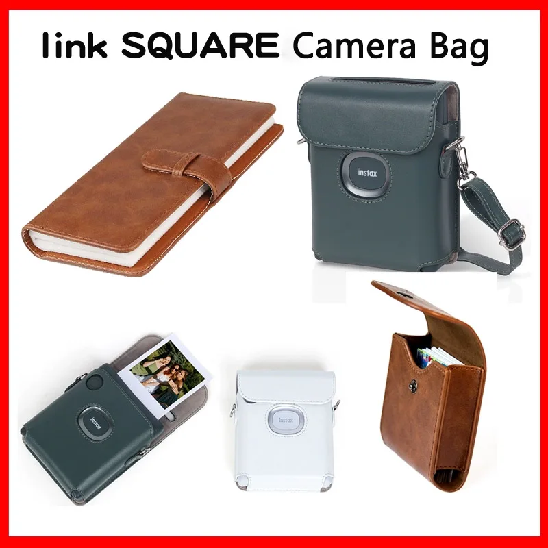Bolsa de almacenamiento de cuero Retro, bolsa SQ Link para impresora Fujifilm Instax Square Link, Estuche de transporte, funda protectora con correa ajustable