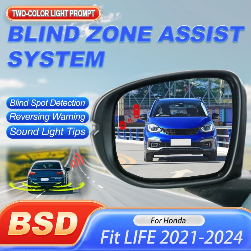 Car Alarm Blind Spot Detection System BSD BSA BSM Reversing Radar For Car Drive Mirror Monitoring For Honda Fit LIFE 2021-2024