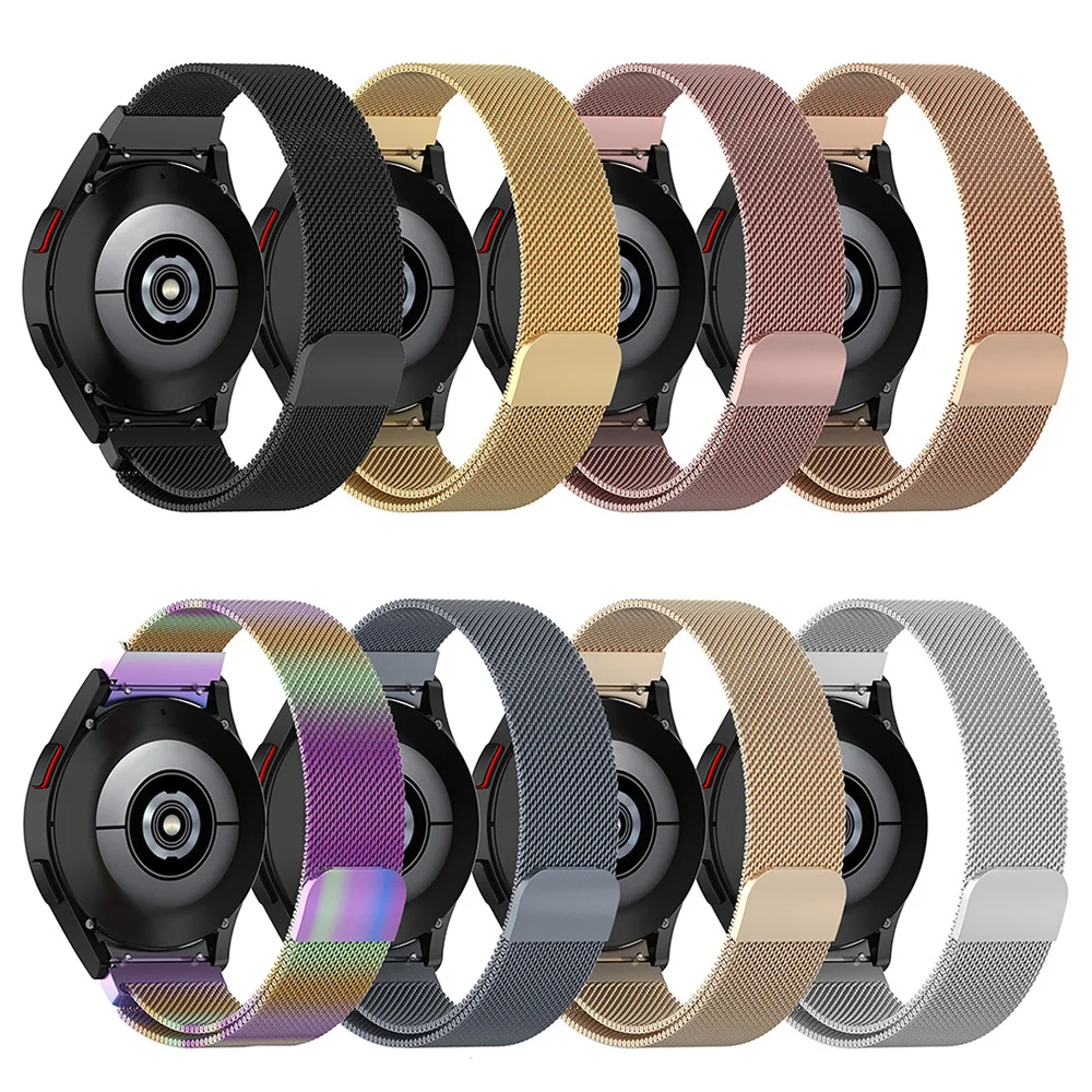 شريط حلقي مغناطيسي لساعة سامسونج جالاكسي ، شبكة ستانلس ستيل ، ساعة كلاسيكية ، 6 ، 5 ، 4 ، 40 ، 44 ، 42 ، 46 حزام ، 20