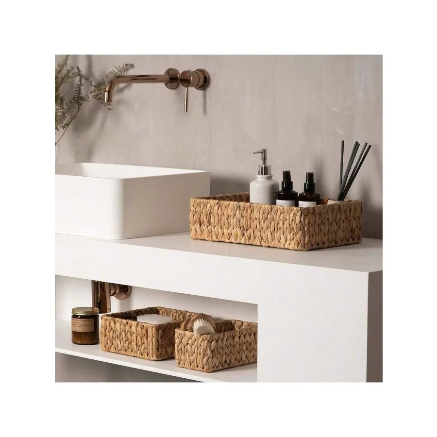 

1pc/3pcs S+M+L Wicker Baskets Handmade Woven Rattan Storage Baskets Set For Food Pantry Halloween Christmas Decor Blue