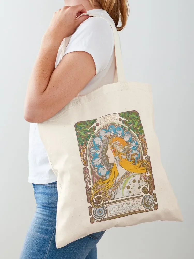 Zodiac (First version), by Alphonse Mucha (1896) HIGH DEFINITION Tote Bag Canvas tote bags men canvas tote bag Bag